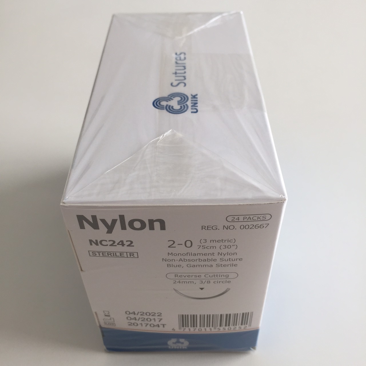 ไหมซอง Nylon NC242 C3/8 24 2/0 ยาว 75 CM (กล่อง 24 ซอง)