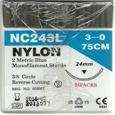 ไหมซอง Nylon NC243L 3/8 24 3/0 ยาว 75 CM (กล่อง 24 ซอง)