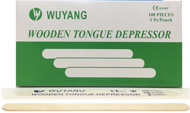 ไม้กดลิ้น ชนิดปราศจากเชื้อ Wooden Tongue Depressor sterile กล่อง 100 ชิ้น