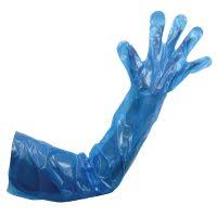 ถุงมือพลาสติก ยาวถึงไหล่ LDPE Disposable Long Glove สีน้ำเงิน กล่อง 100 ชิ้น