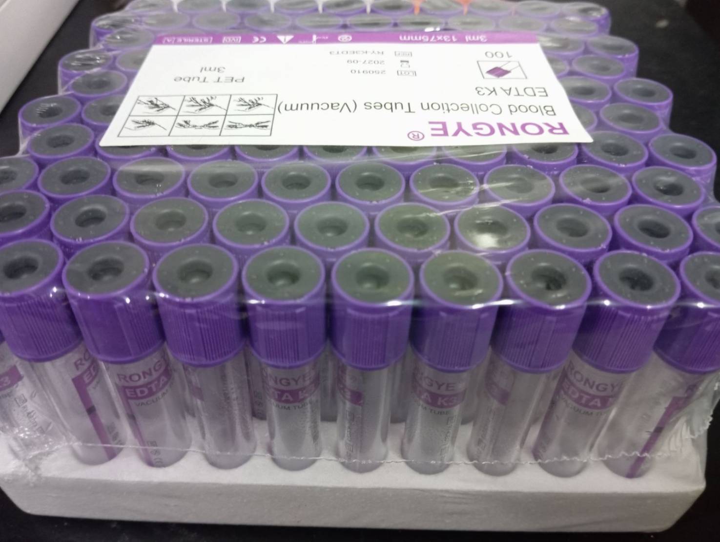 หลอดเก็บเลือด EDTA 3ml Vacuum (แพ็ค100ชิ้น)